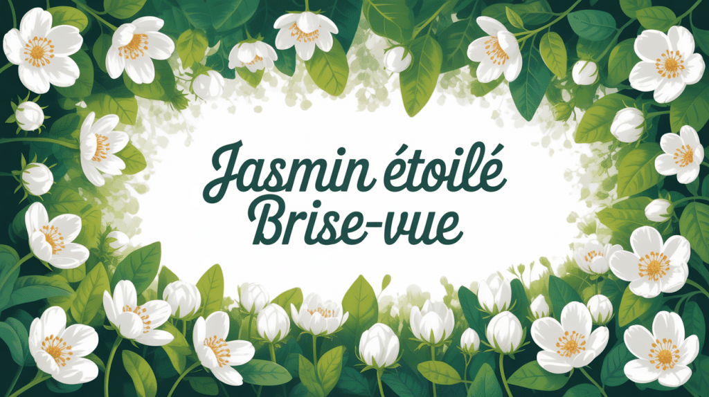 jasmin étoilé brise-vue sur clôture avec feuillage persistant et fleurs blanches