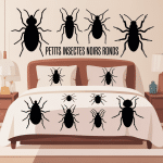 lit petit insecte noir rond maison sur textile