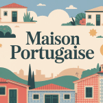 illustration maison portugaise azulejos et villa moderne