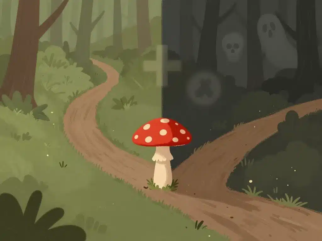 danger et sécurité petit champignon rouge forêt