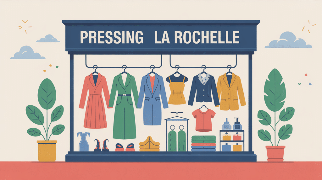 illustration devanture pressing la rochelle vêtements et critères écologiques