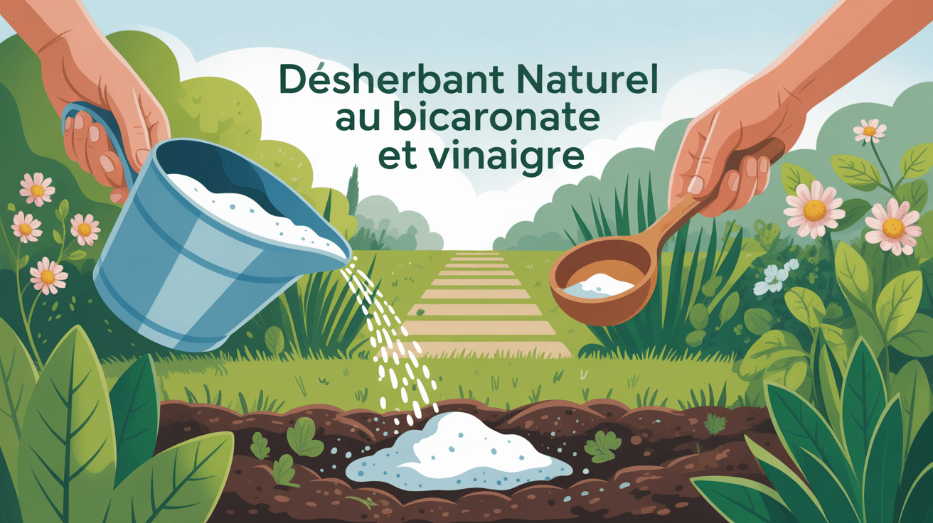 Recette désherbant naturel bicarbonate et vinaigre utilisée au jardin