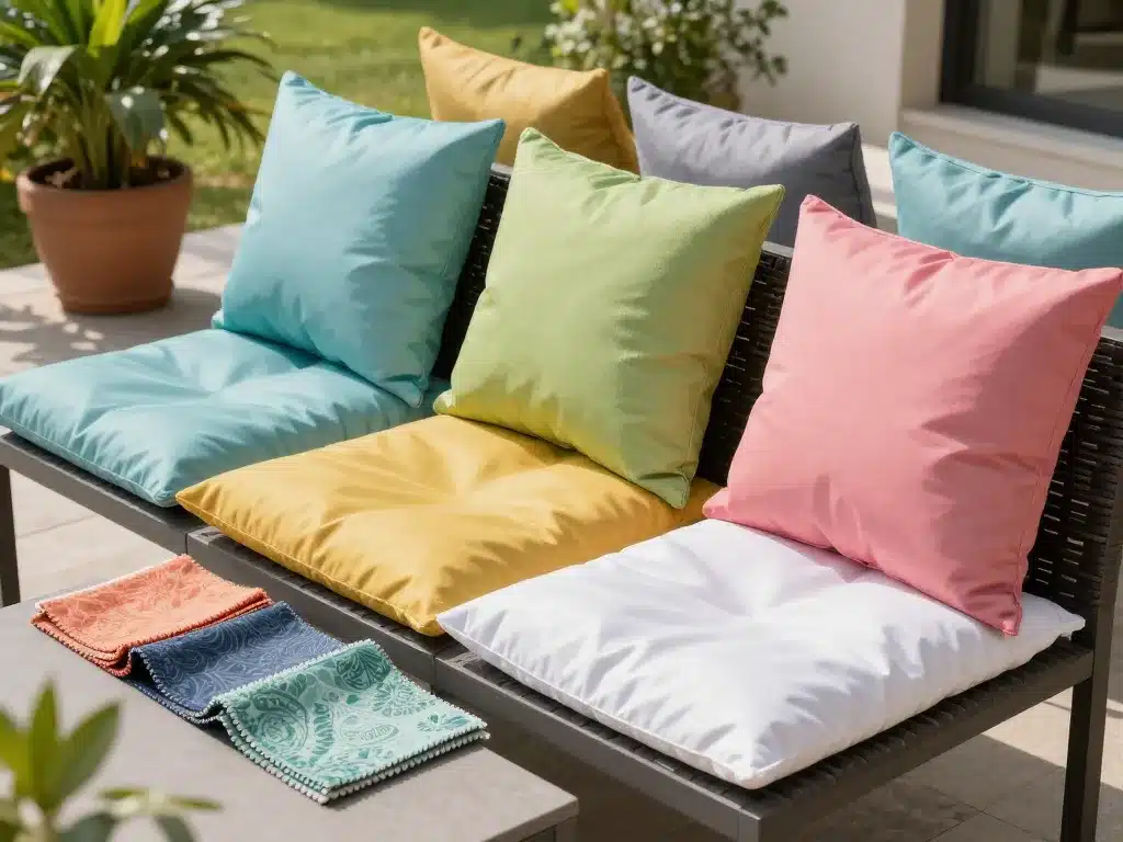 Différents tissus pour remplacer housse coussin salon de jardin extérieur