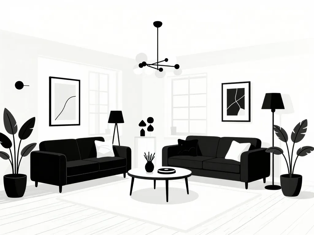 salon noir et blanc avec équilibre des couleurs