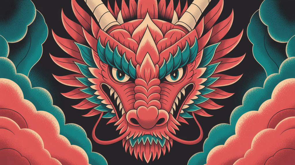illustration digitale tete de dragon style asiatique et occidental