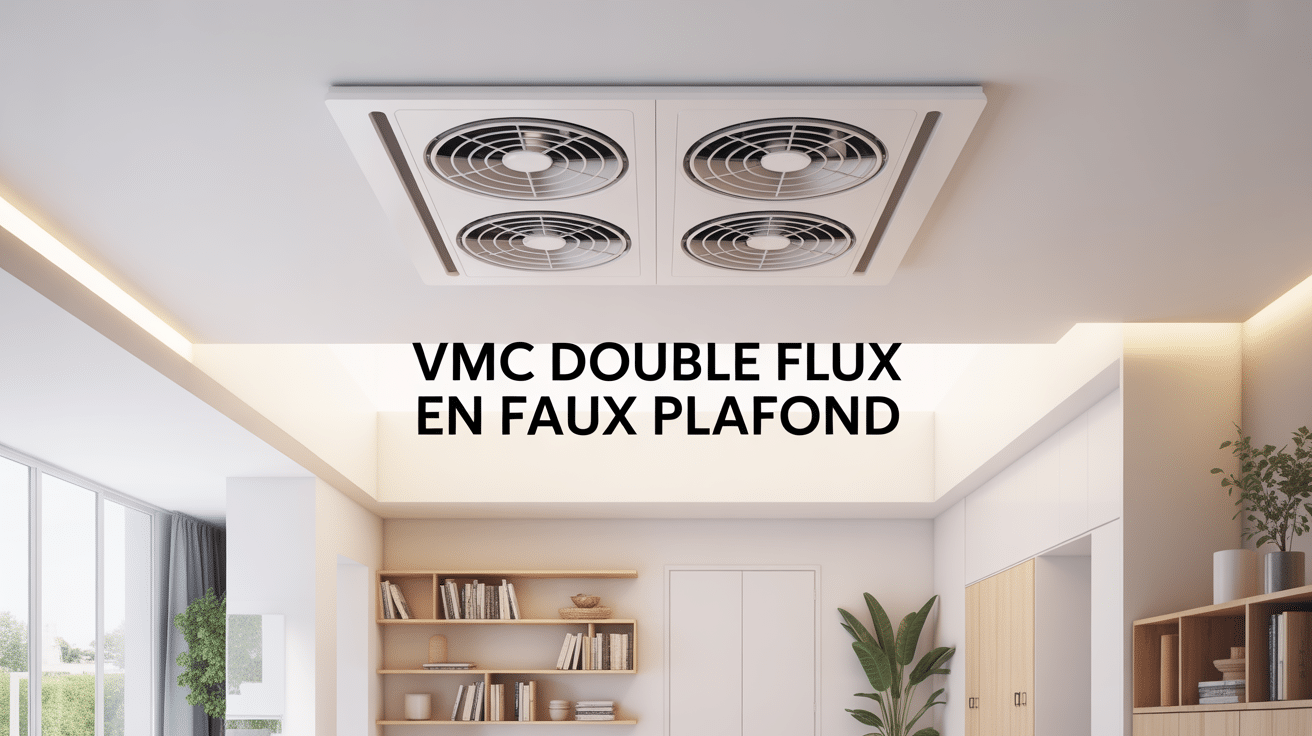 Illustration vmc double flux faux plafond moderne schéma