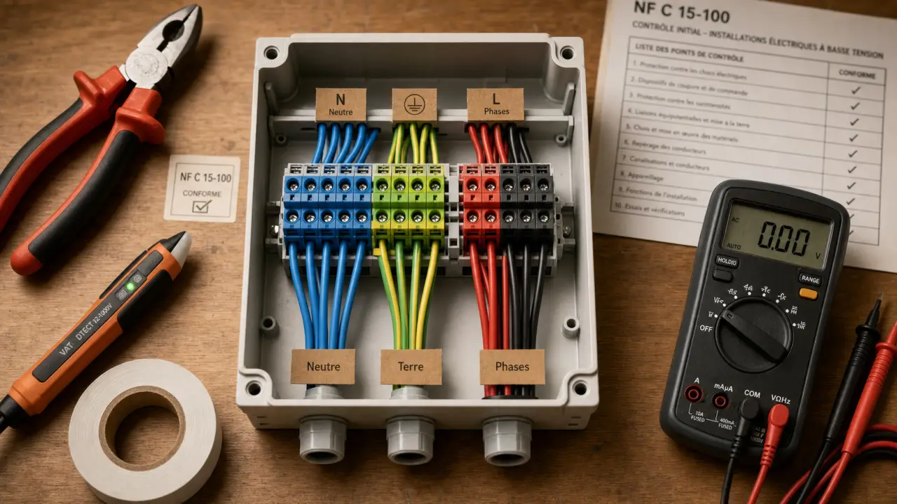 cable electrique couleur bleu neutre vert/jaune terre marron phase