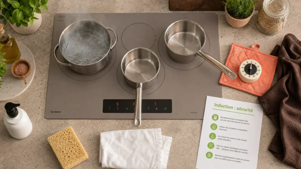 Meilleure cuisinière à induction 3 foyers 3000 W, casseroles en cuisson