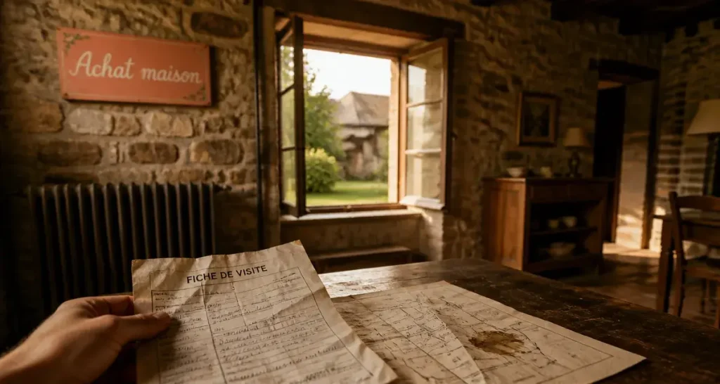 Achat maison creuse : fiche de visite et plan cadastral dans une maison en pierre