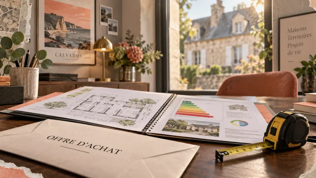 Achat maison Calvados : dossier offre d’achat et DPE sur table