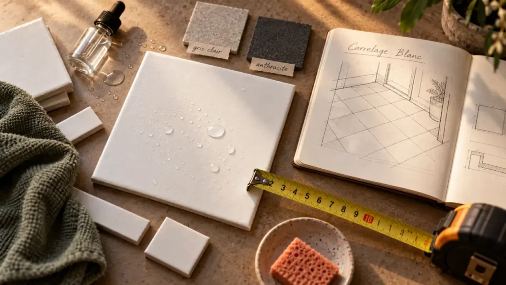 Carrelage blanc au sol : lumineux, polyvalent, mais exigeant sur les finitions